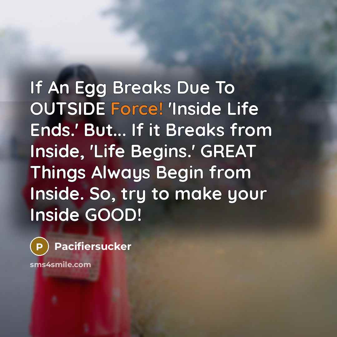 “If An Egg Breaks Due To OUTSIDE Force! 'Inside Life…” quote by Pacifiersucker