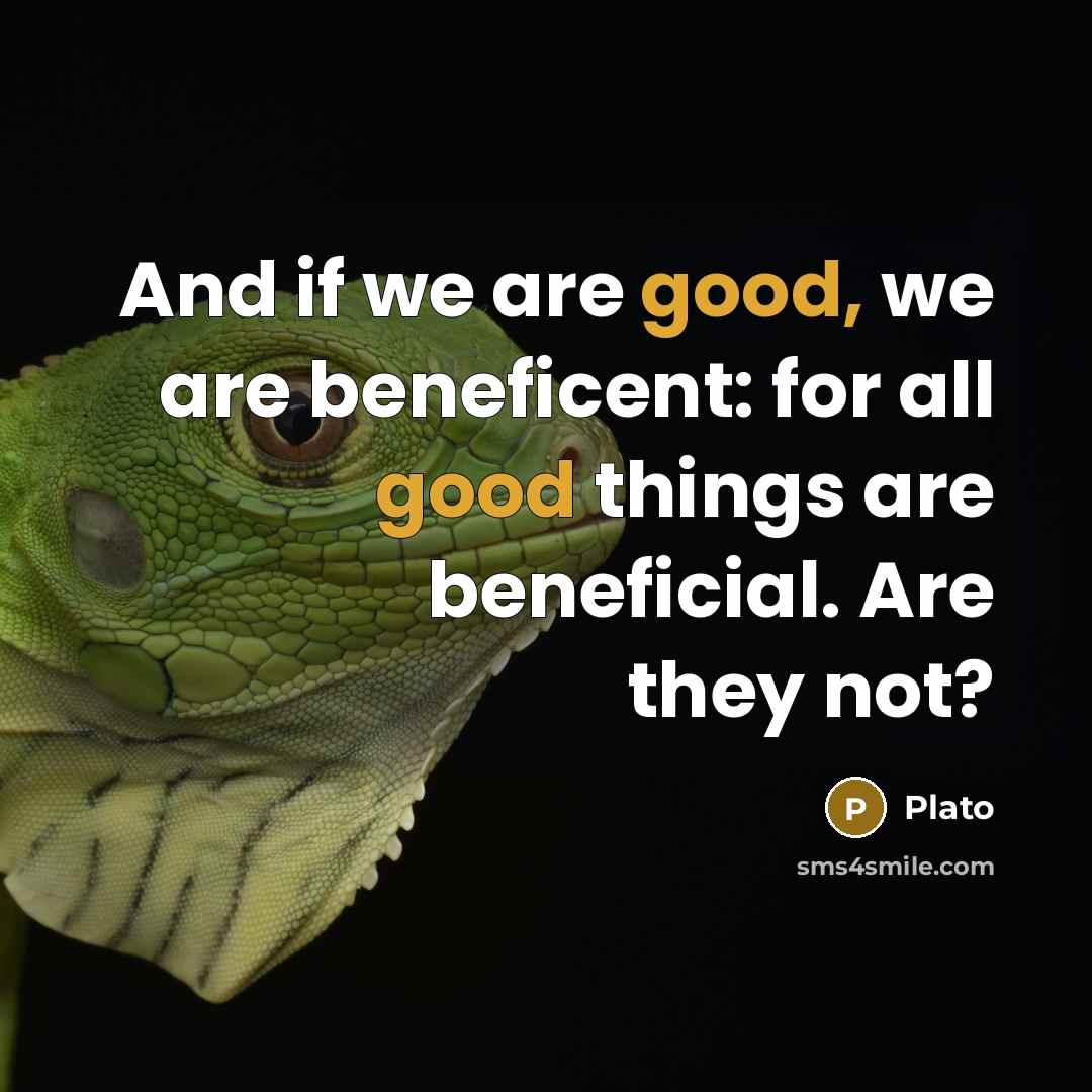 “And if we are good, we are beneficent: for all…” quote by Plato