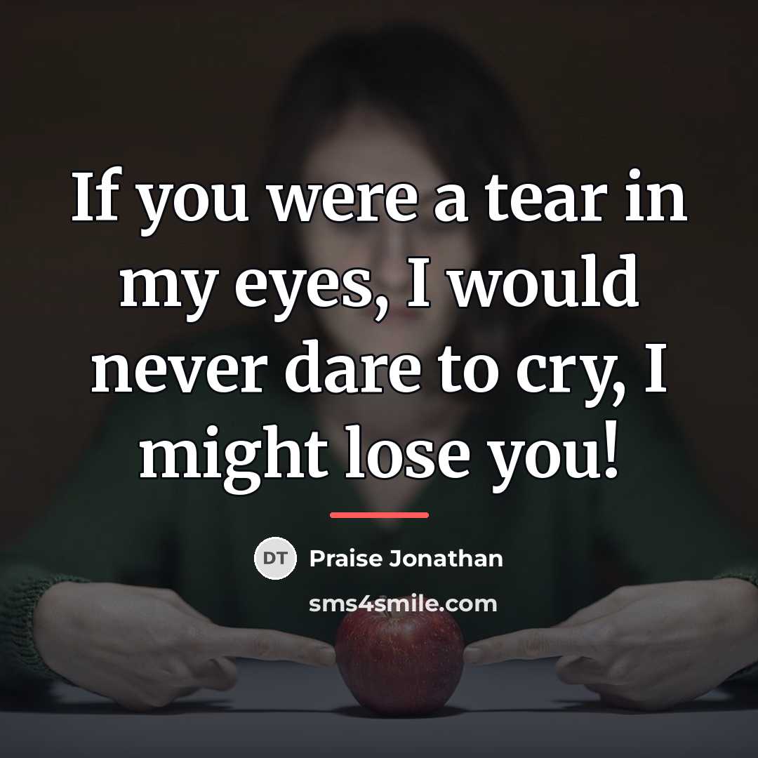 “If you were a tear in my eyes, I would…” quote by Praise Jonathan