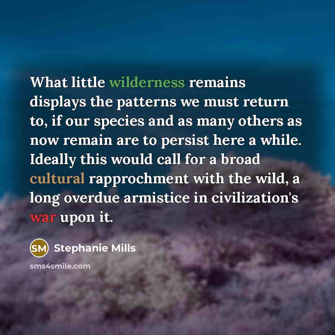 “What little wilderness remains displays the patterns we must return…” quote by Stephanie Mills