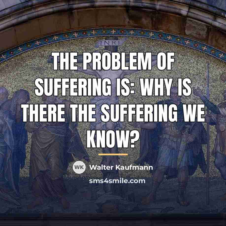 “The problem of suffering is: why is there the suffering…” quote by Walter Kaufmann
