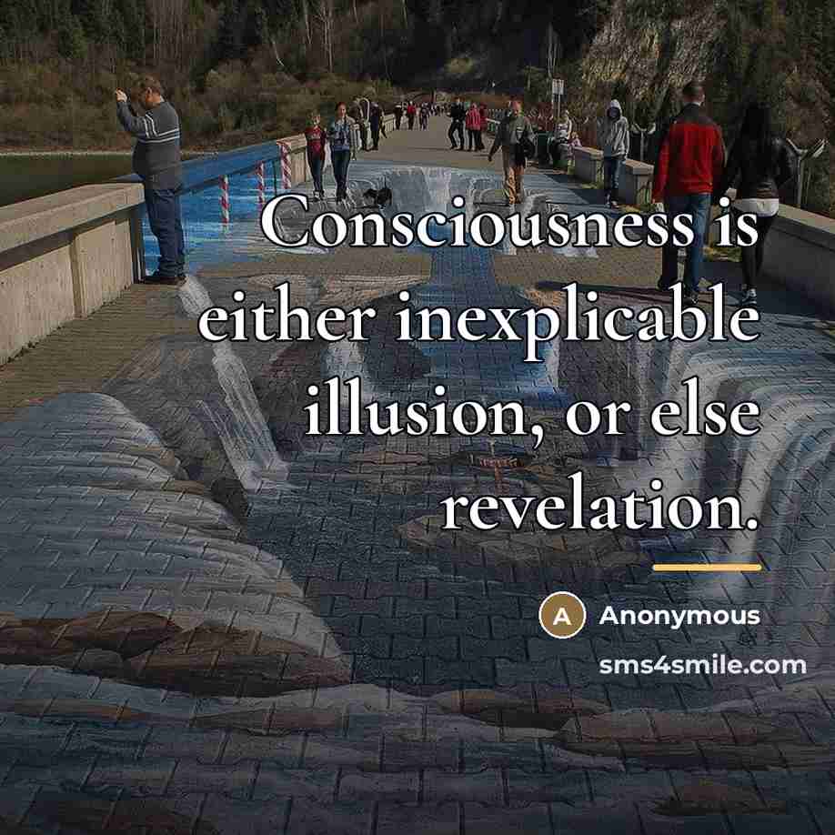 “Consciousness is either inexplicable illusion, or else revelation.…” quote by Anonymous
