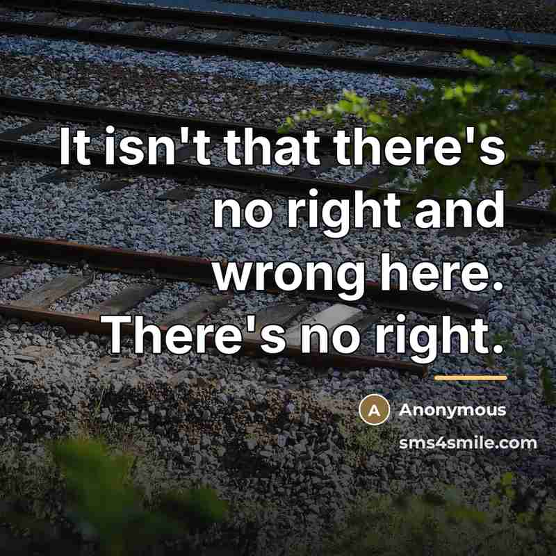 “It isn't that there's no right and wrong here. There's…” quote by Anonymous