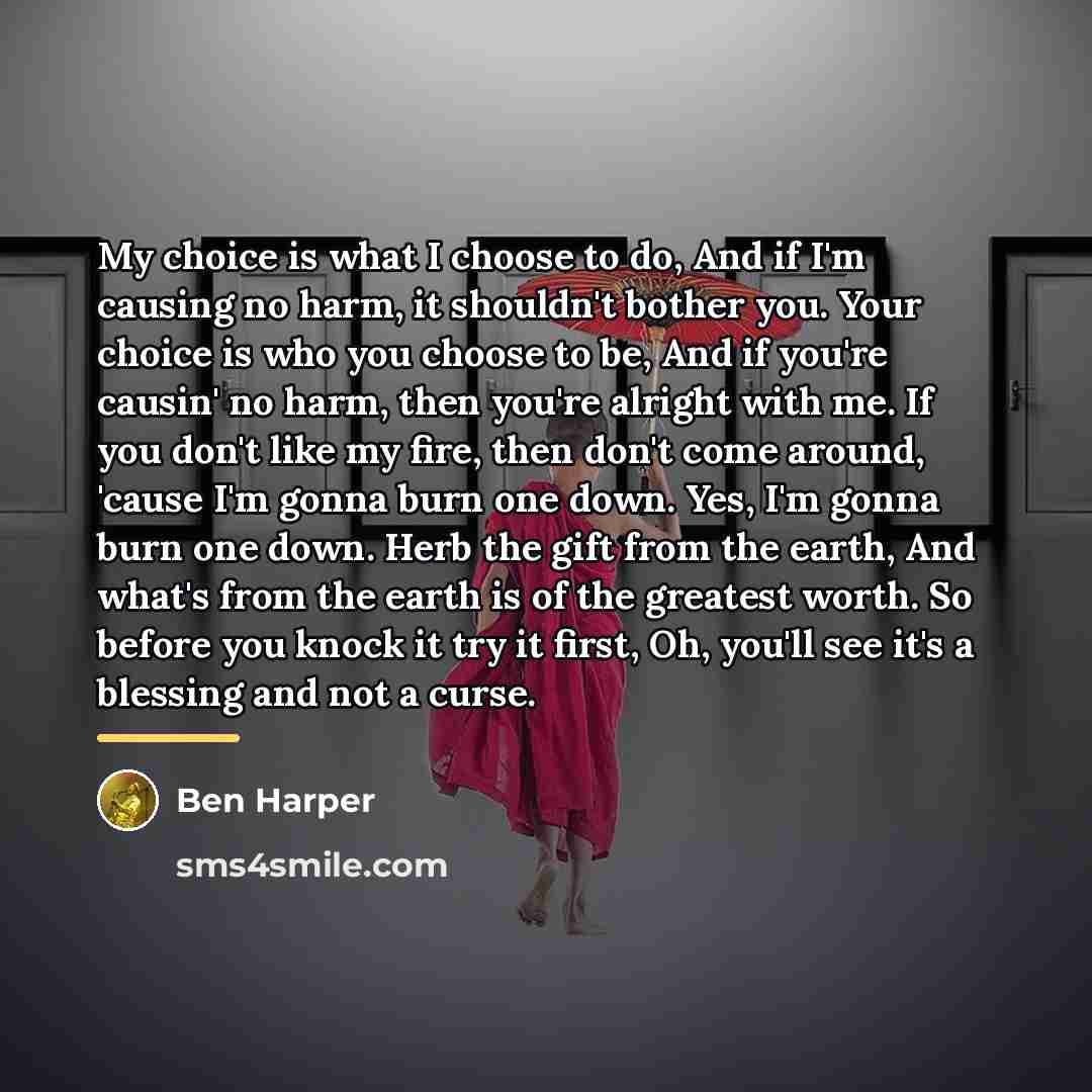 “My choice is what I choose to do, And if…” quote by Ben Harper