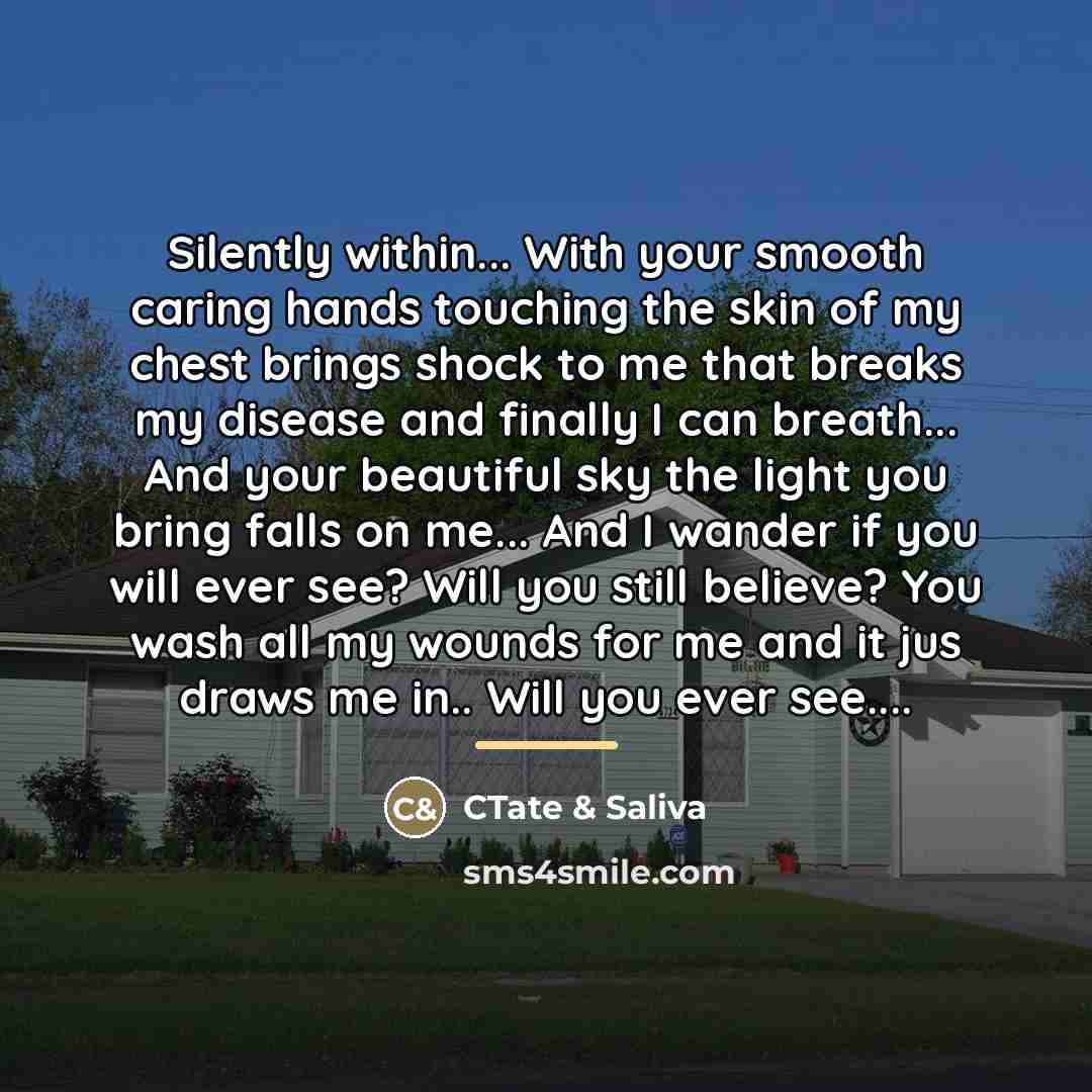 “Silently within... With your smooth caring hands touching the skin…” quote by CTate & Saliva