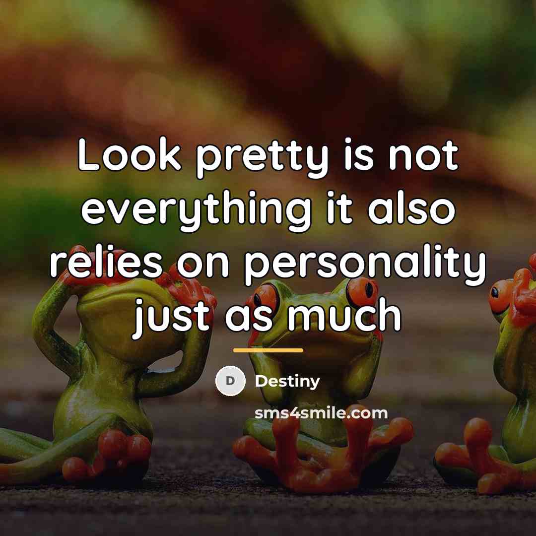 “Look pretty is not everything it also relies on personality…” quote by Destiny