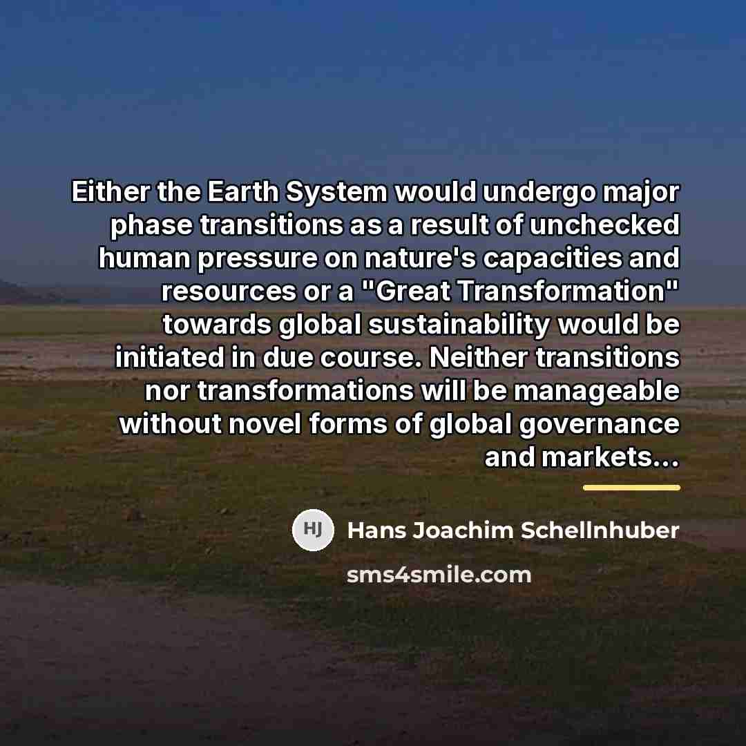 “Either the Earth System would undergo major phase transitions as…” quote by Hans Joachim Schellnhuber