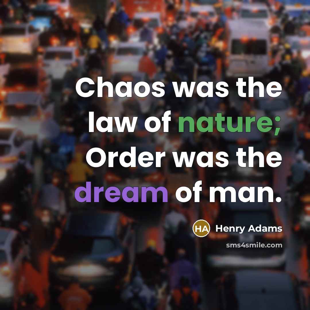 “Chaos was the law of nature; Order was the dream…” quote by Henry Adams