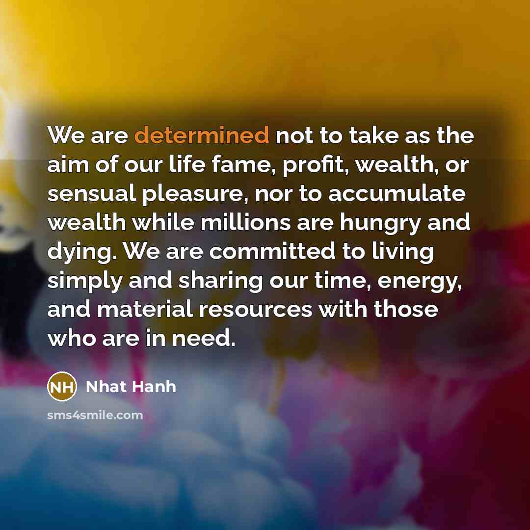 “We are determined not to take as the aim of…” quote by Nhat Hanh