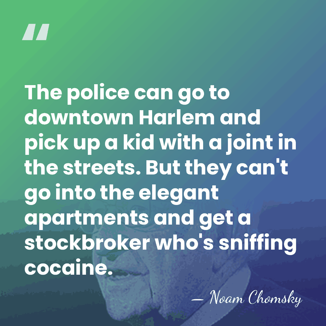 The police can go to downtown Harlem and pick up a kid&hellip; - Noam Chomsky