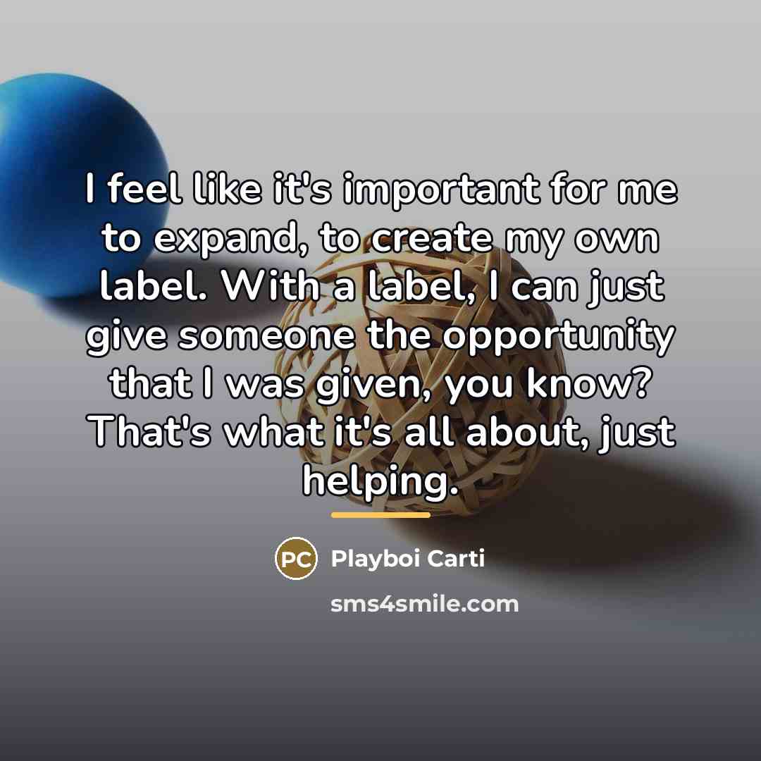 “I feel like it's important for me to expand, to…” quote by Playboi Carti
