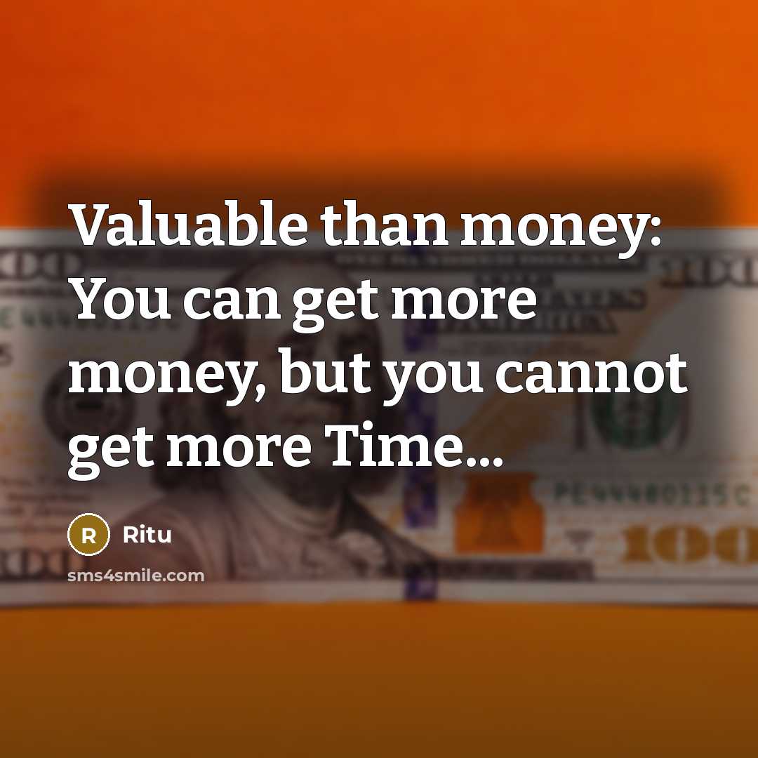 “Valuable than money: You can get more money, but you cannot get more Time...” quote by Ritu