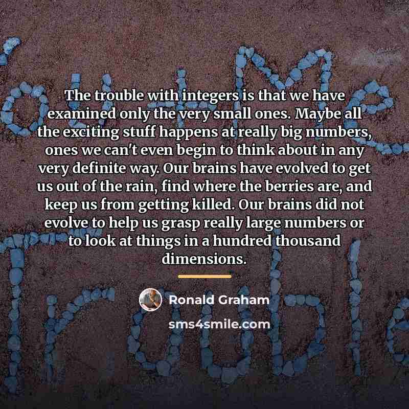 “The trouble with integers is that we have examined only…” quote by Ronald Graham