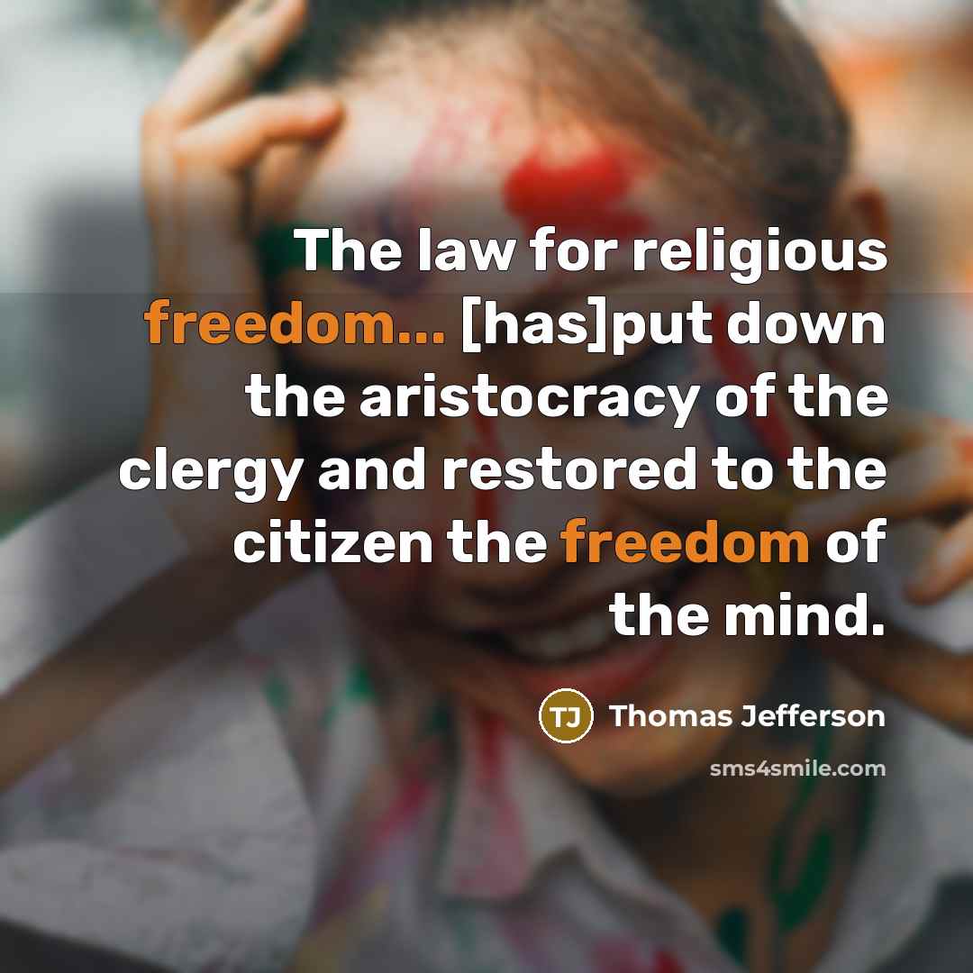 “The law for religious freedom... [has]put down the aristocracy of…” quote by Thomas Jefferson
