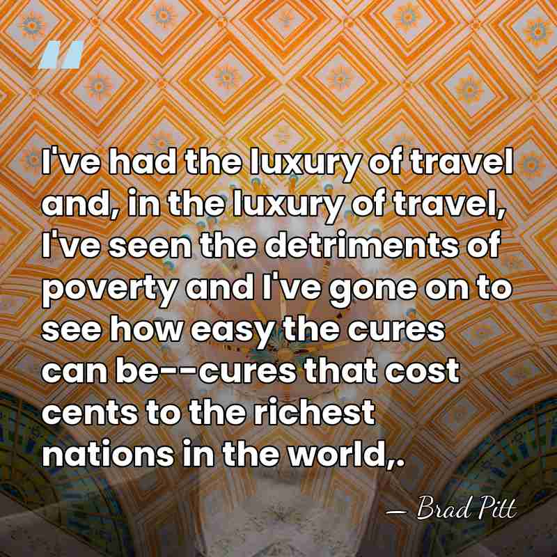 I've had the luxury of travel and, in the luxury of travel,&hellip; - Brad Pitt