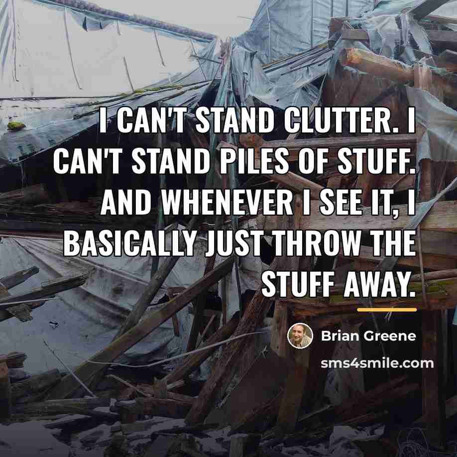 “I can't stand clutter. I can't stand piles of stuff.…” quote by Brian Greene
