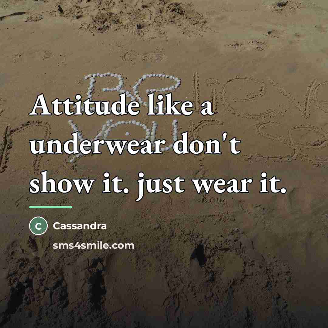 “Attitude like a underwear don't show it. just wear it.…” quote by Cassandra