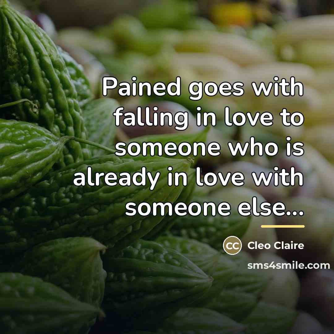 “Pained goes with falling in love to someone who is…” quote by Cleo Claire