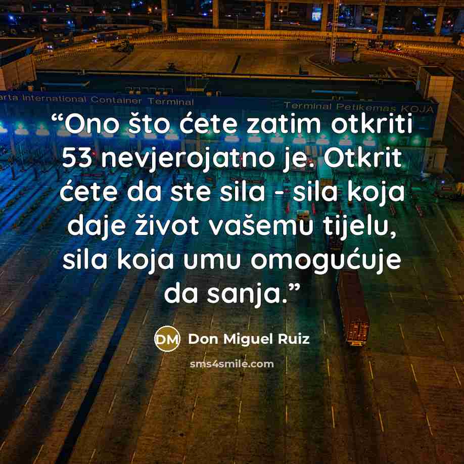 “Ono što ćete zatim otkriti 53 nevjerojatno je. Otkrit ćete da ste sila - sila koja daje život vašemu tijelu, sila koja umu omogućuje da sanja.” quote by Don Miguel Ruiz