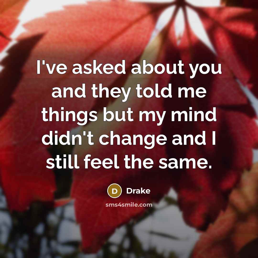“I've asked about you and they told me things but…” quote by Drake