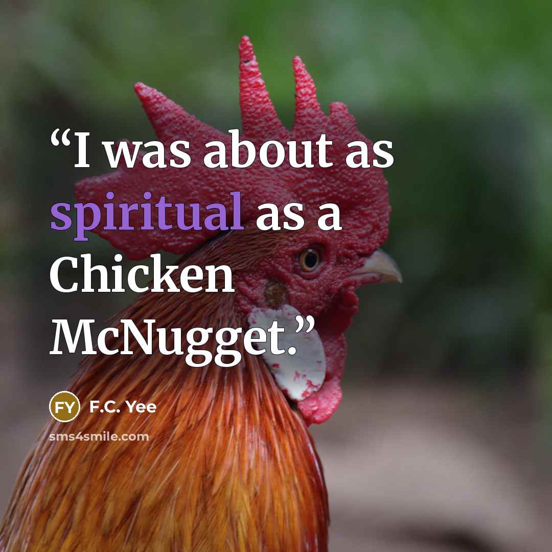 “I was about as spiritual as a Chicken McNugget.” quote by F.C. Yee