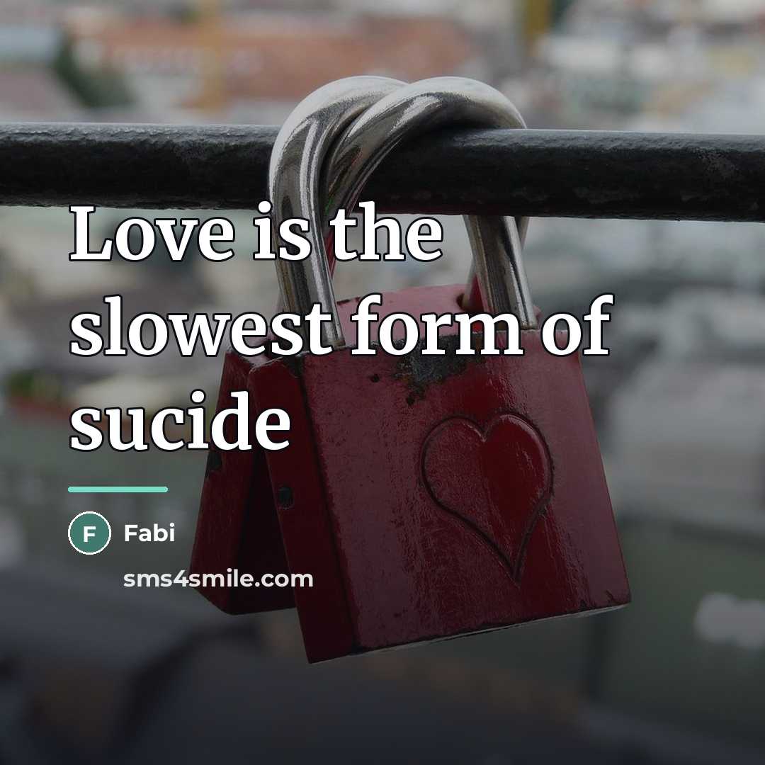 “Love is the slowest form of sucide…” quote by Fabi
