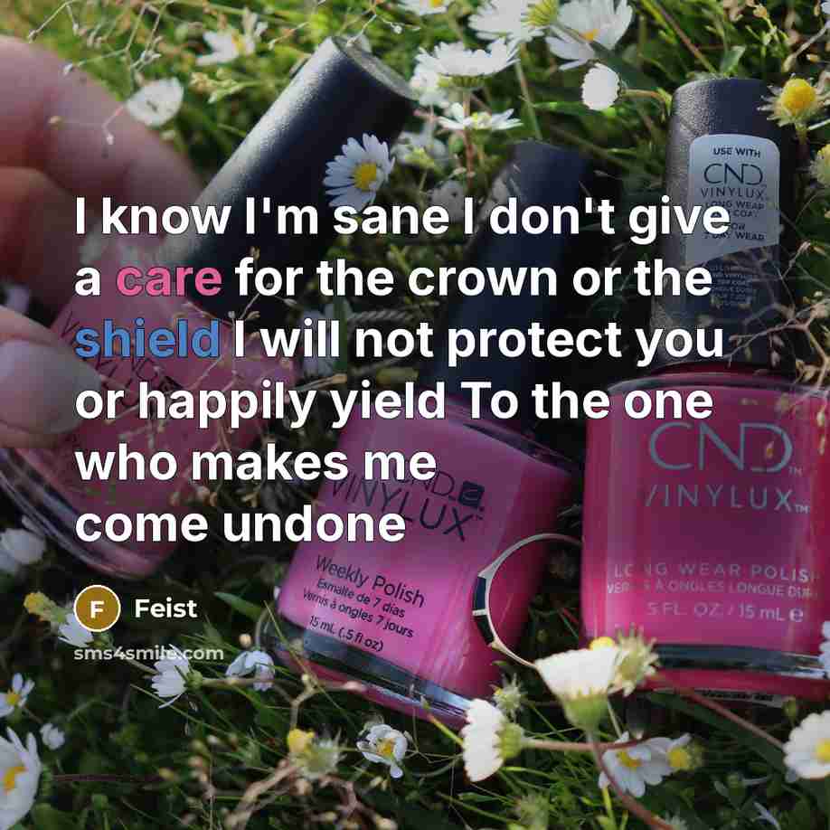 “I know I'm sane I don't give a care for…” quote by Feist