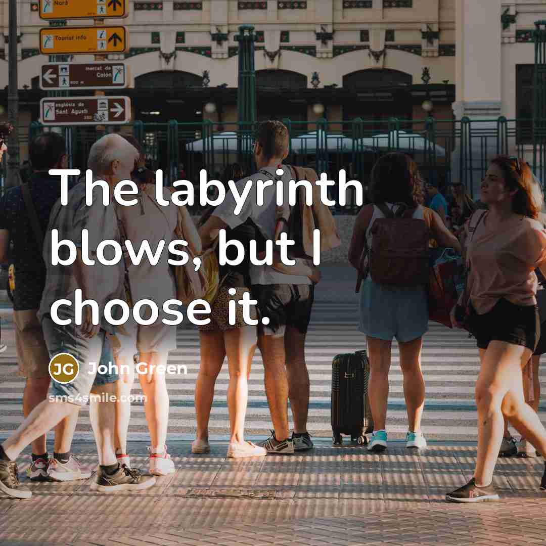 “The labyrinth blows, but I choose it.…” quote by John Green