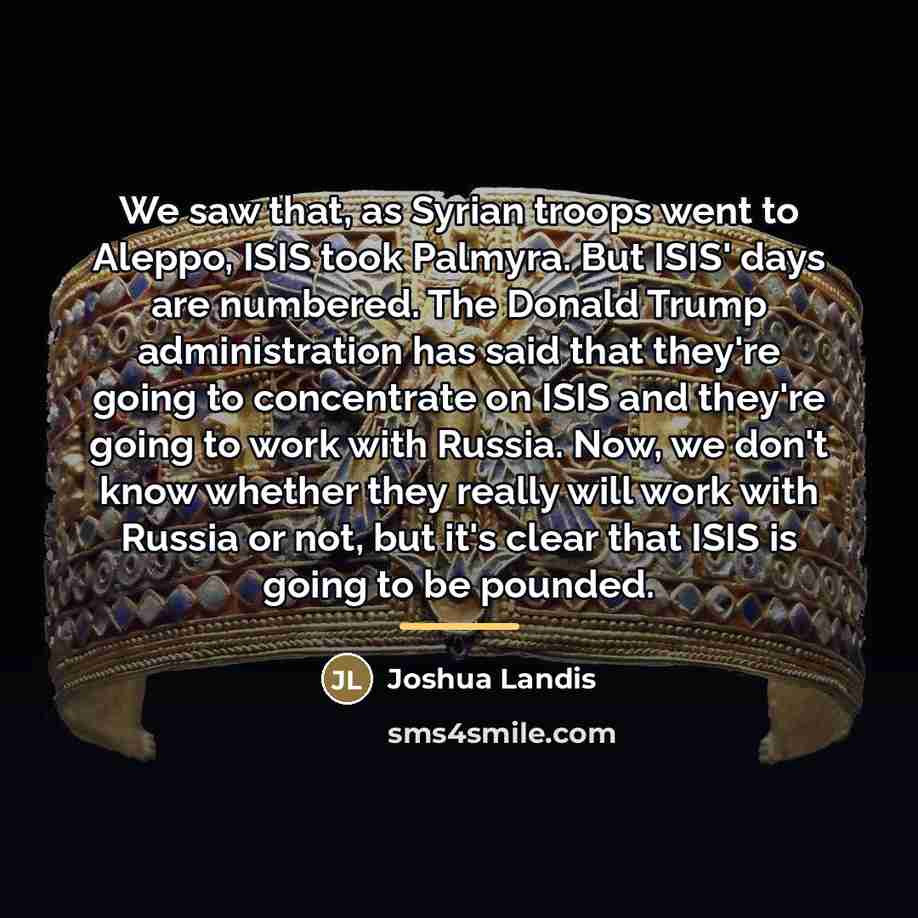 “We saw that, as Syrian troops went to Aleppo, ISIS…” quote by Joshua Landis