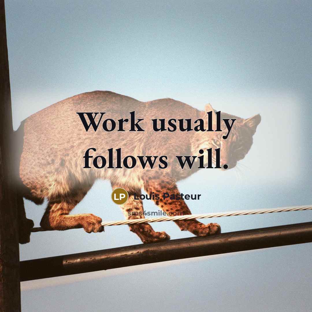 “Work usually follows will.” quote by Louis Pasteur