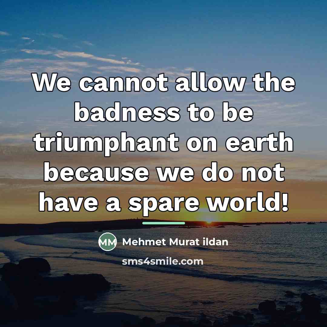 “We cannot allow the badness to be triumphant on earth…” quote by Mehmet Murat Ildan