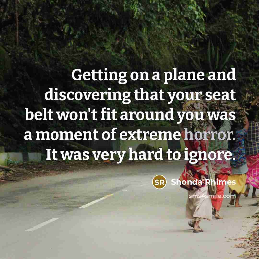 “Getting on a plane and discovering that your seat belt…” quote by Shonda Rhimes