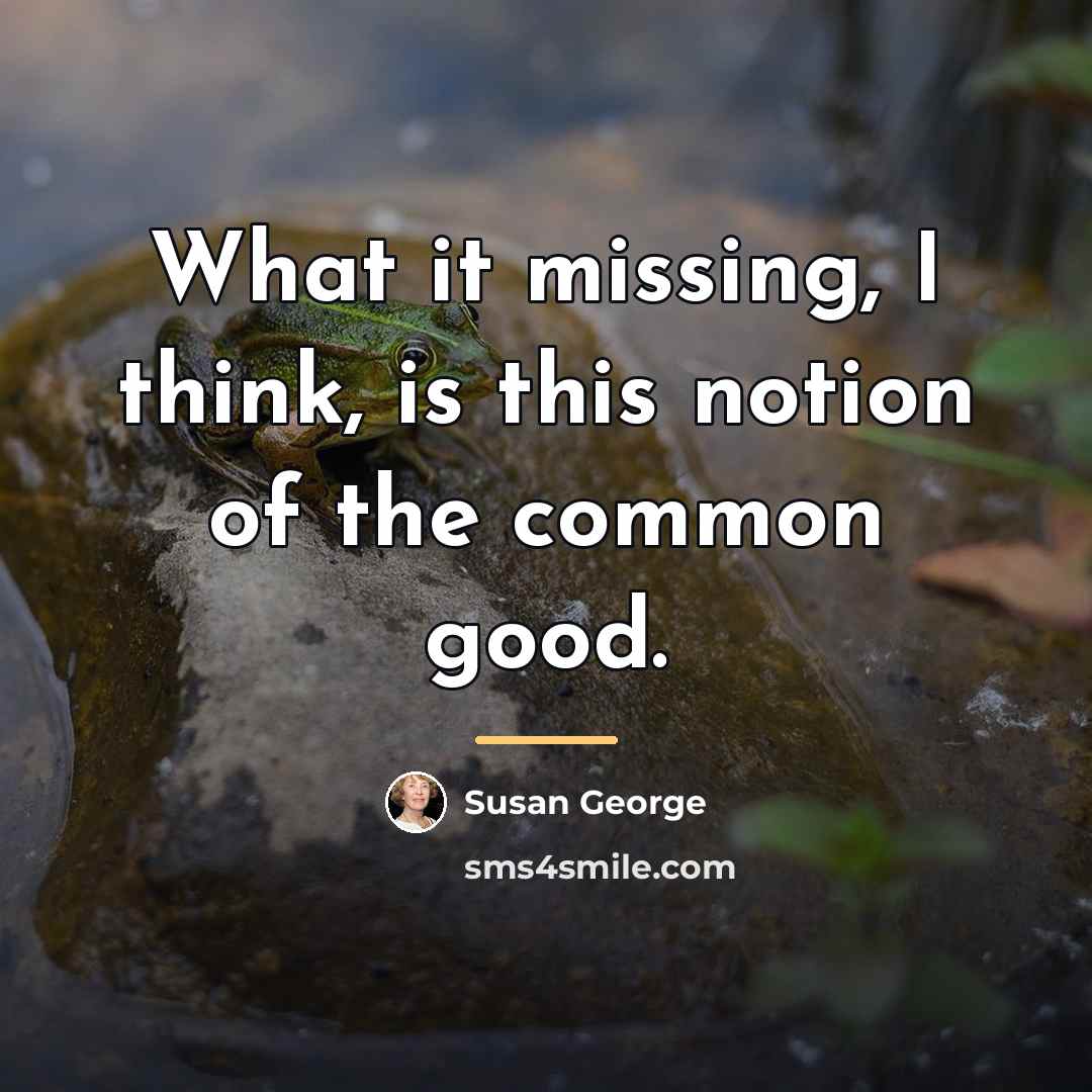 “What it missing, I think, is this notion of the…” quote by Susan George