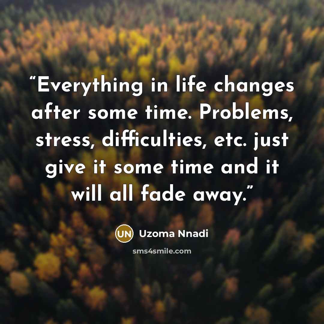 “Everything in life changes after some time. Problems, stress, difficulties, etc. just give it some time and it will all fade away.” quote by Uzoma Nnadi