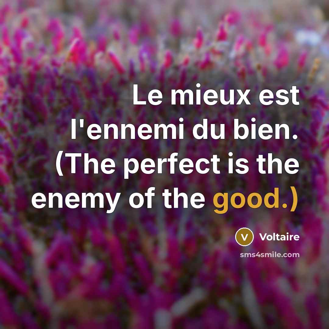“Le mieux est l'ennemi du bien. (The perfect is the…” quote by Voltaire