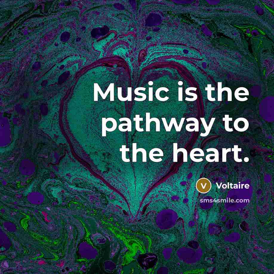 “Music is the pathway to the heart.…” quote by Voltaire