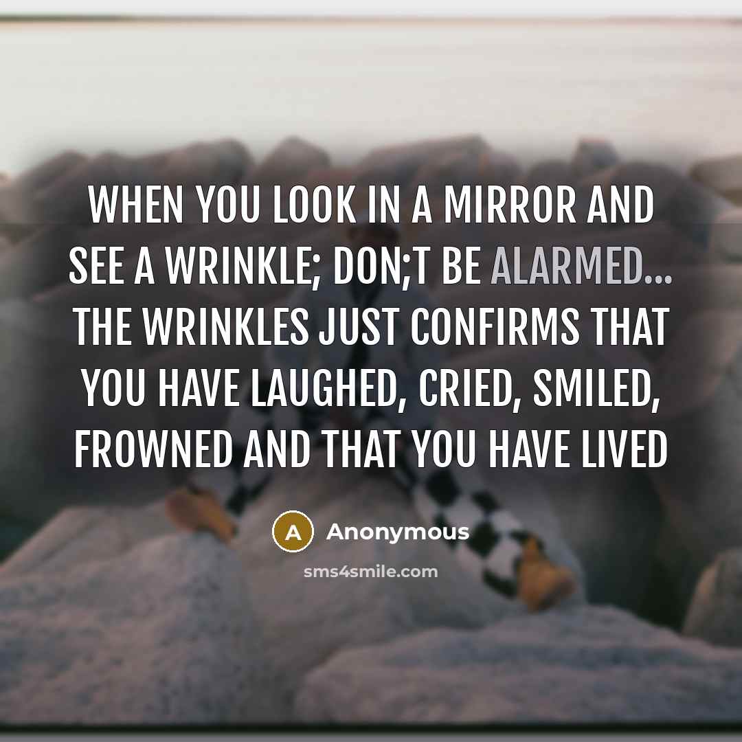 “When You Look In A Mirror and See a Wrinkle;…” quote by Anonymous