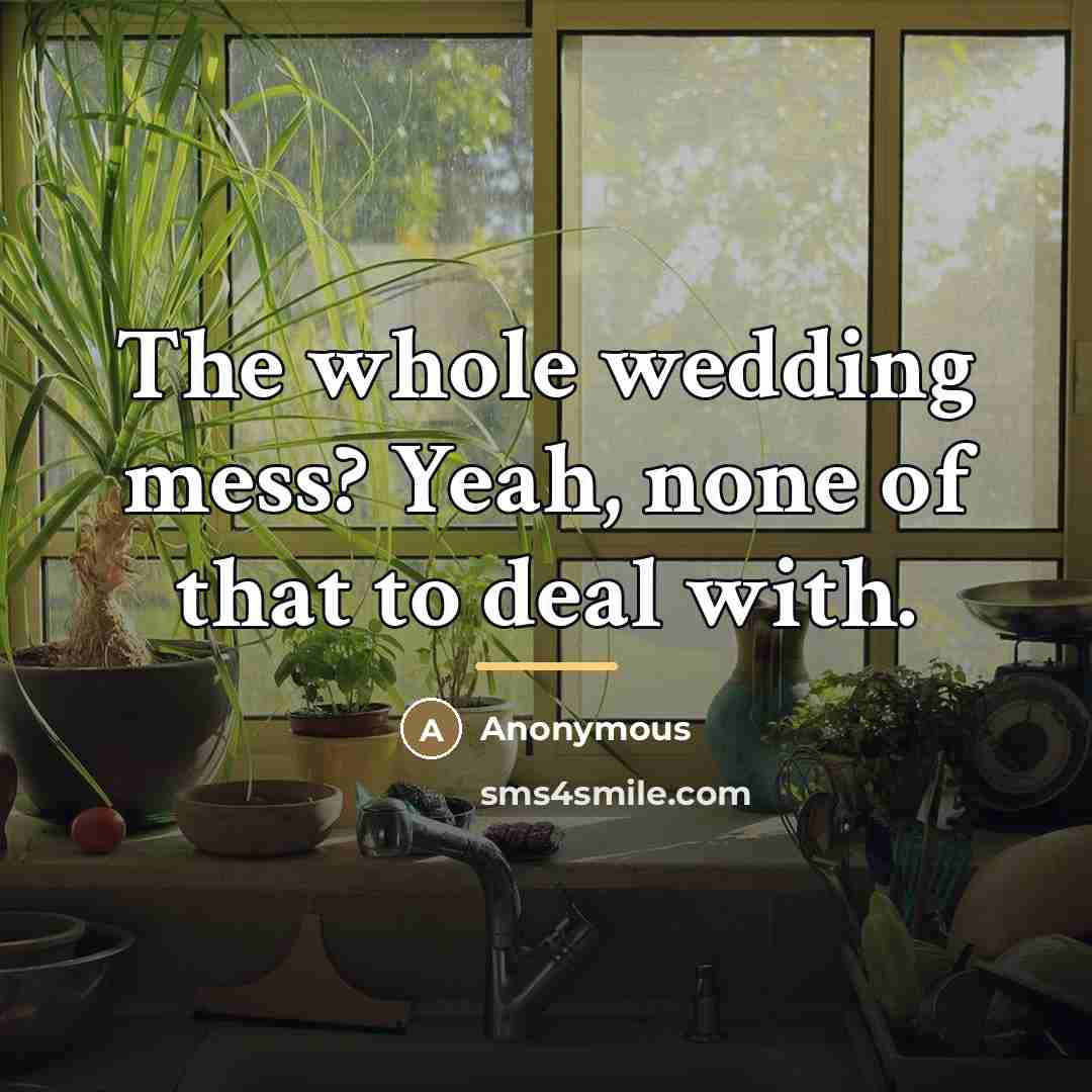 “The whole wedding mess? Yeah, none of that to deal…” quote by Anonymous