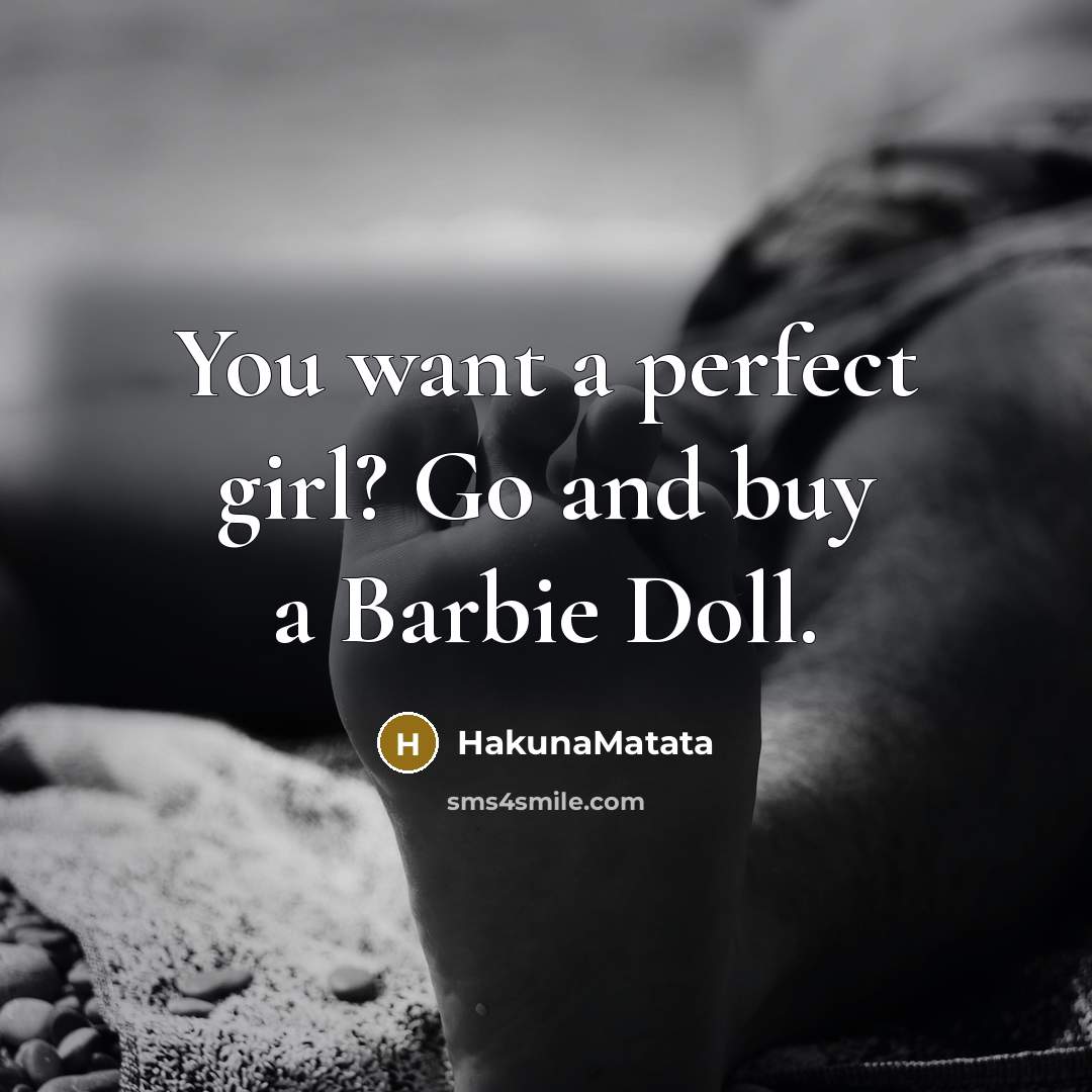 “You want a perfect girl? Go and buy a Barbie…” quote by HakunaMatata