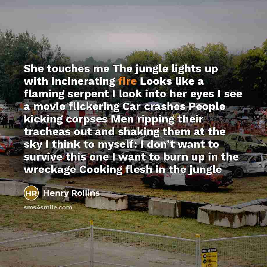 “She touches me The jungle lights up with incinerating fire…” quote by Henry Rollins