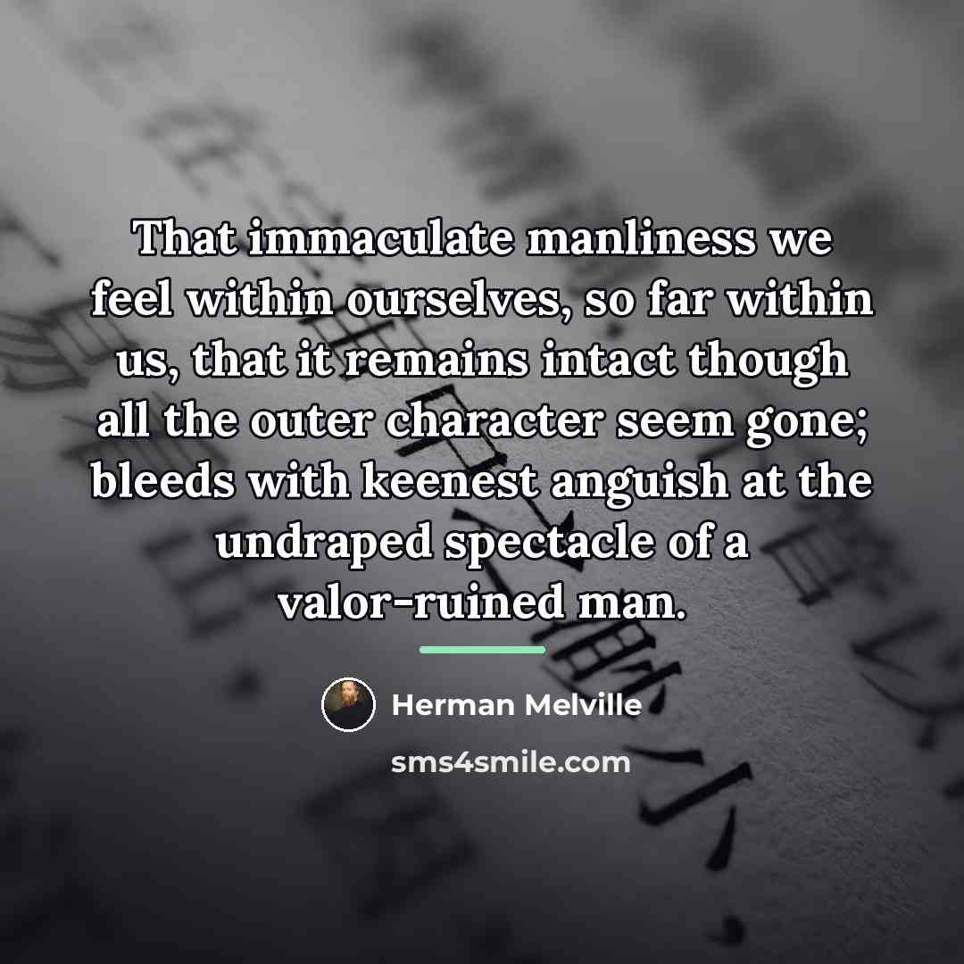 “That immaculate manliness we feel within ourselves, so far within…” quote by Herman Melville