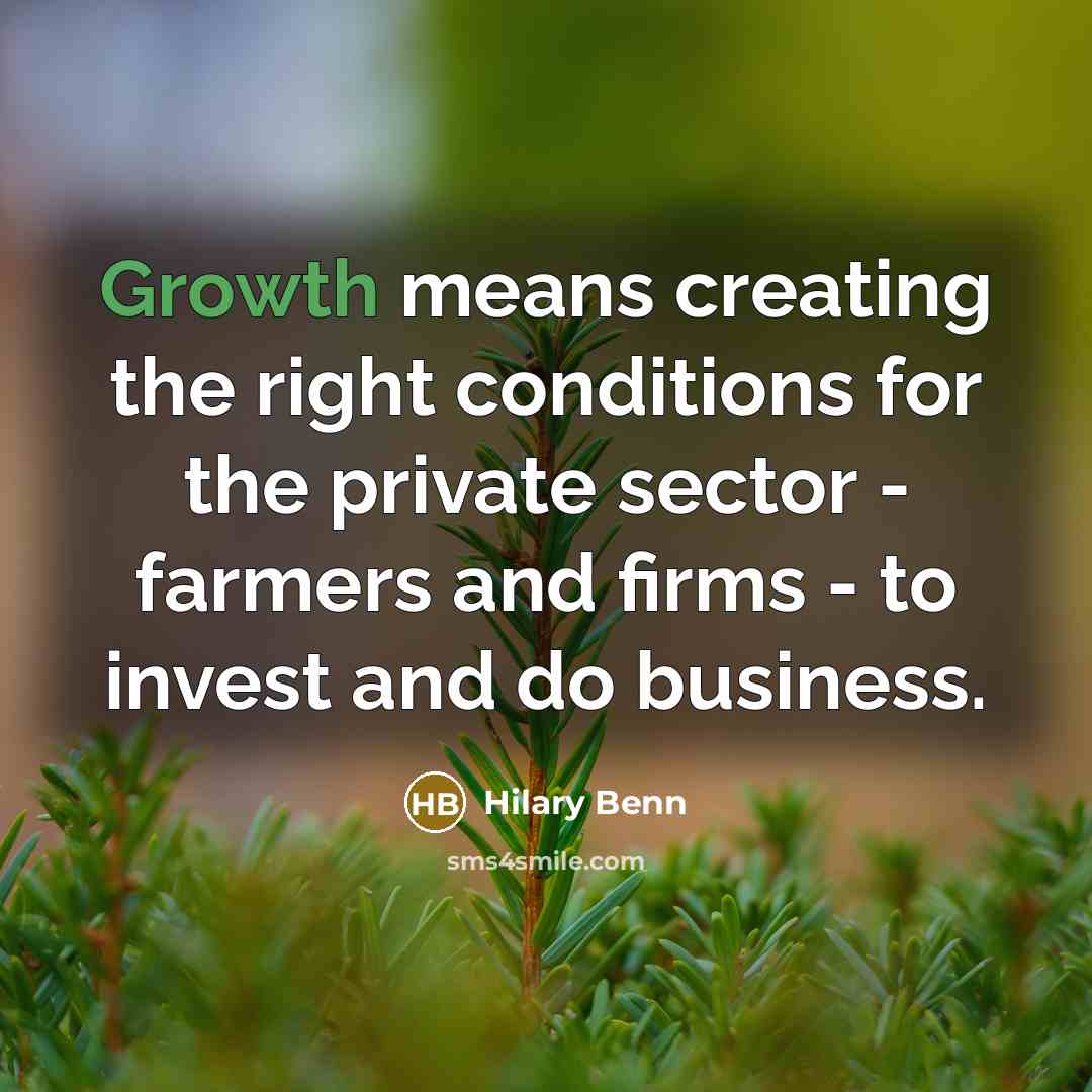 “Growth means creating the right conditions for the private sector…” quote by Hilary Benn