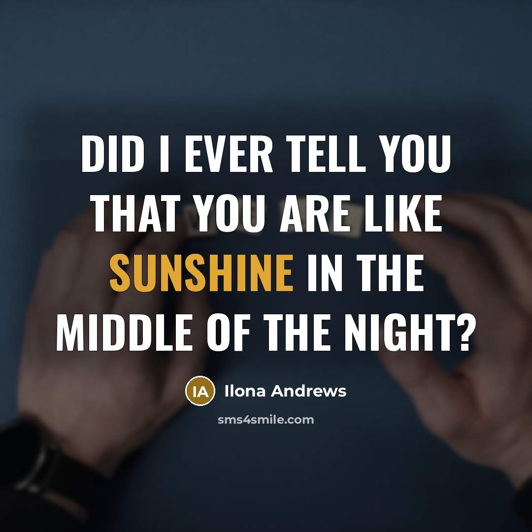 “Did I ever tell you that you are like sunshine…” quote by Ilona Andrews