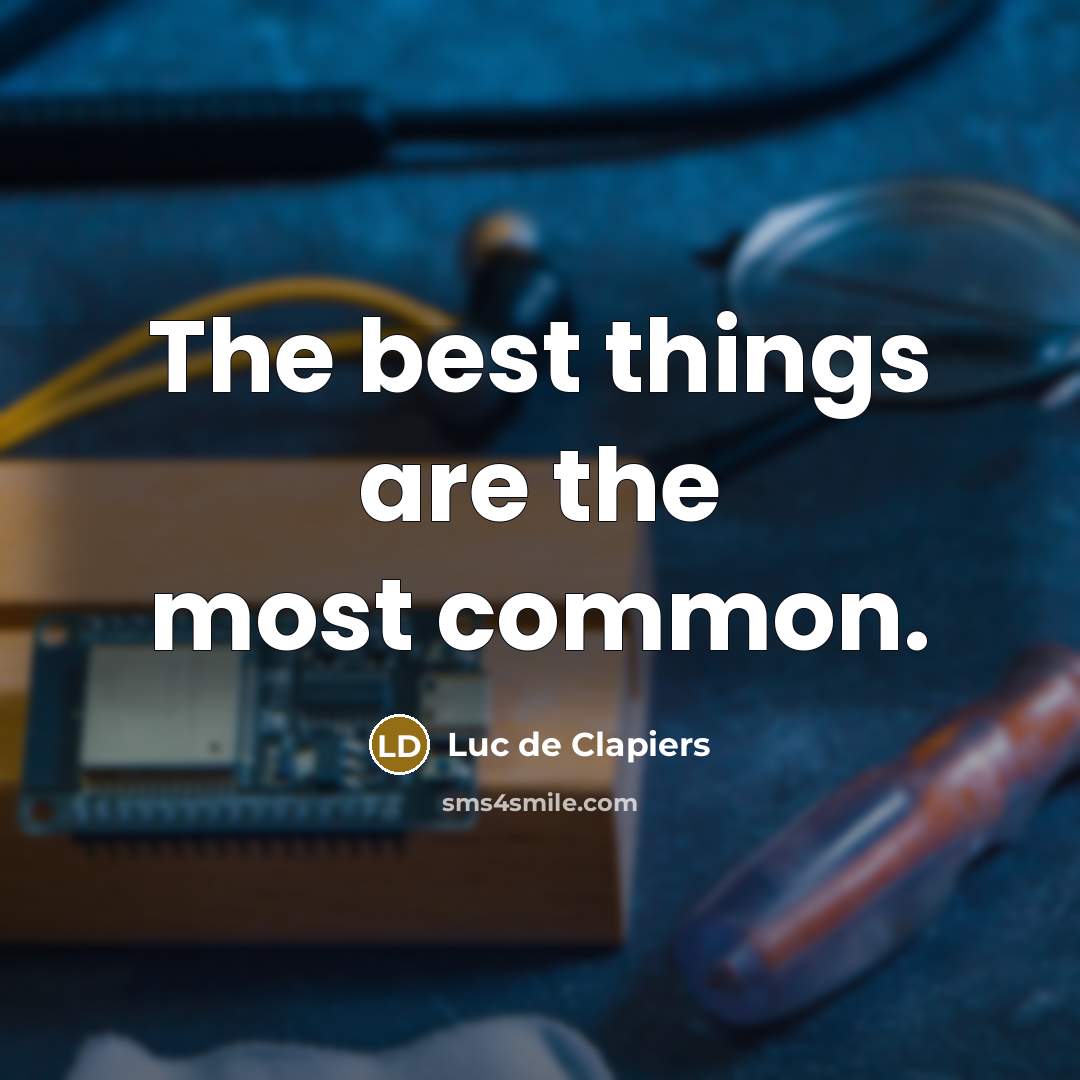 “The best things are the most common.…” quote by Luc de Clapiers