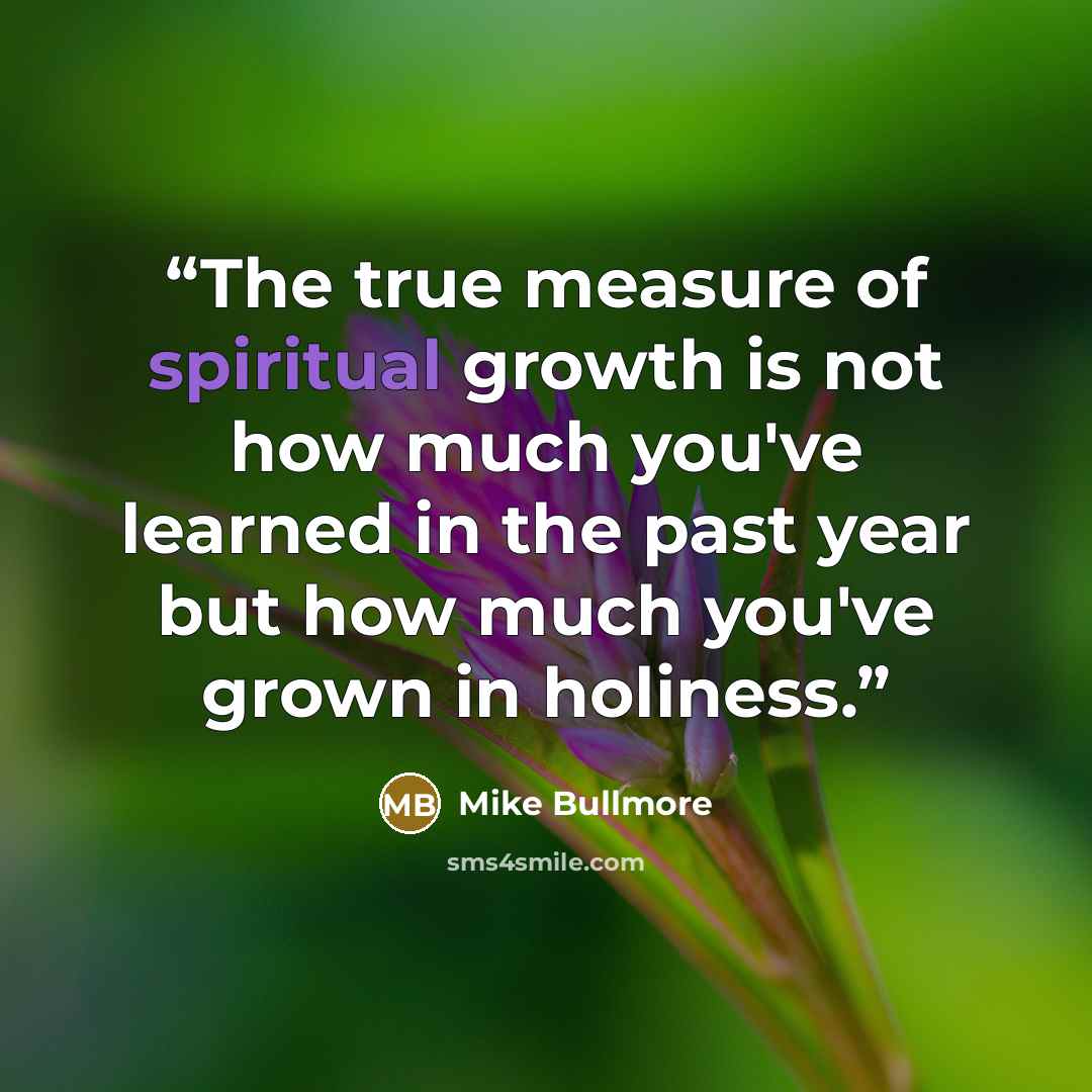 “The true measure of spiritual growth is not how much you've learned in the past year but how much you've grown in holiness.” quote by Mike Bullmore