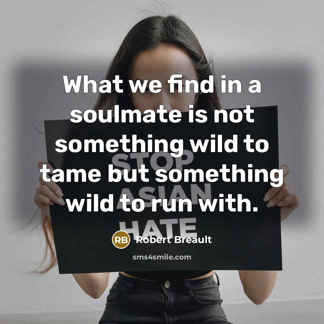 “What we find in a soulmate is not something wild…” quote by Robert Breault