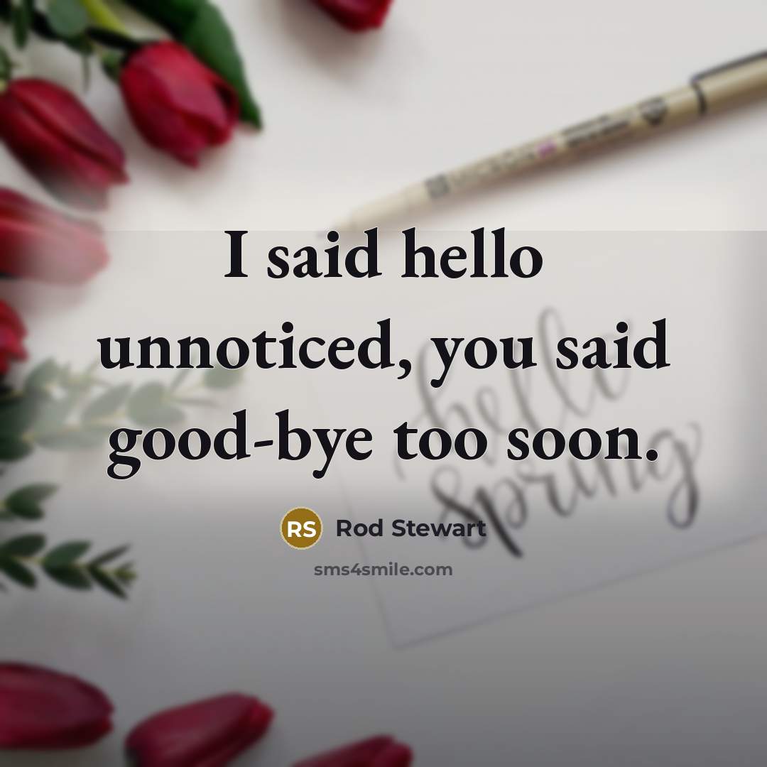 “I said hello unnoticed, you said good-bye too soon.…” quote by Rod Stewart