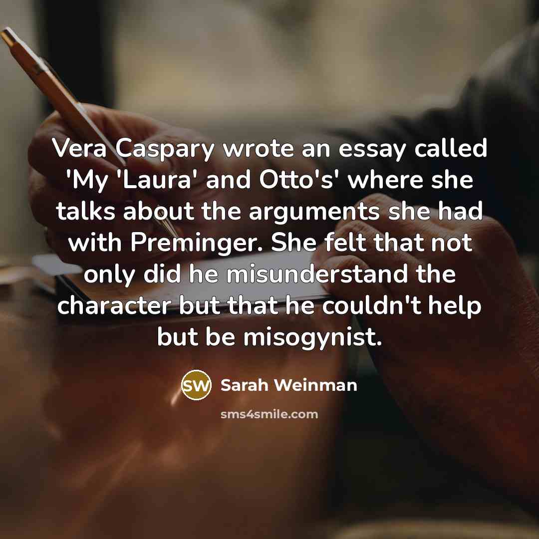 “Vera Caspary wrote an essay called 'My 'Laura' and Otto's'…” quote by Sarah Weinman