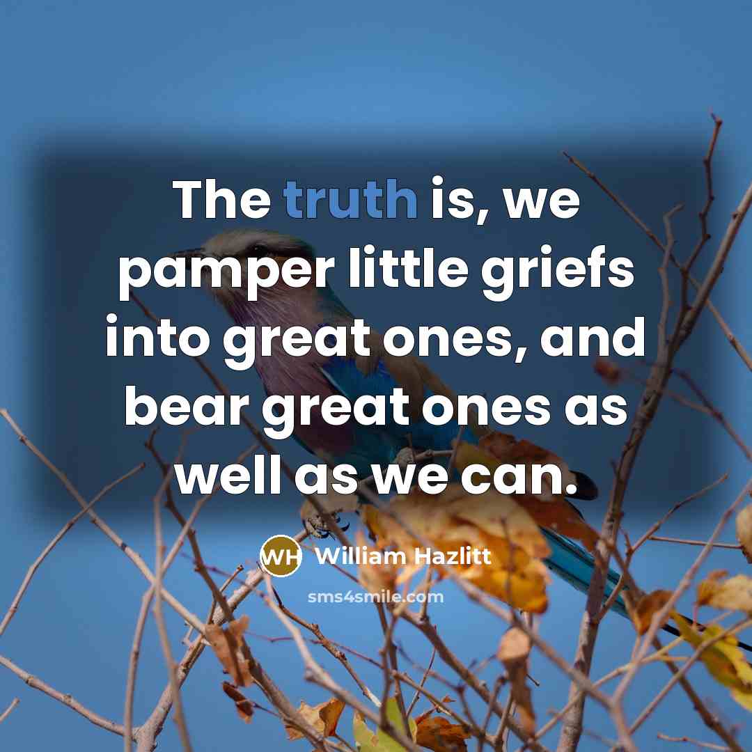 “The truth is, we pamper little griefs into great ones,…” quote by William Hazlitt