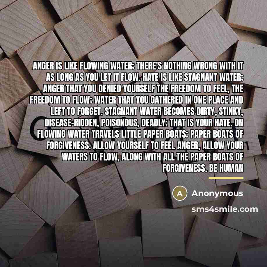“Anger is like flowing water; there's nothing wrong with it…” quote by Anonymous